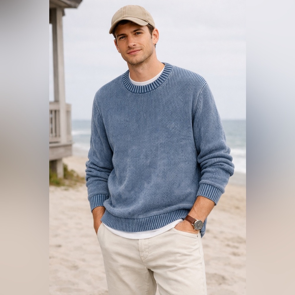 NWT Mason Row Acid Washed Snake Stitch Crewneck Sweater